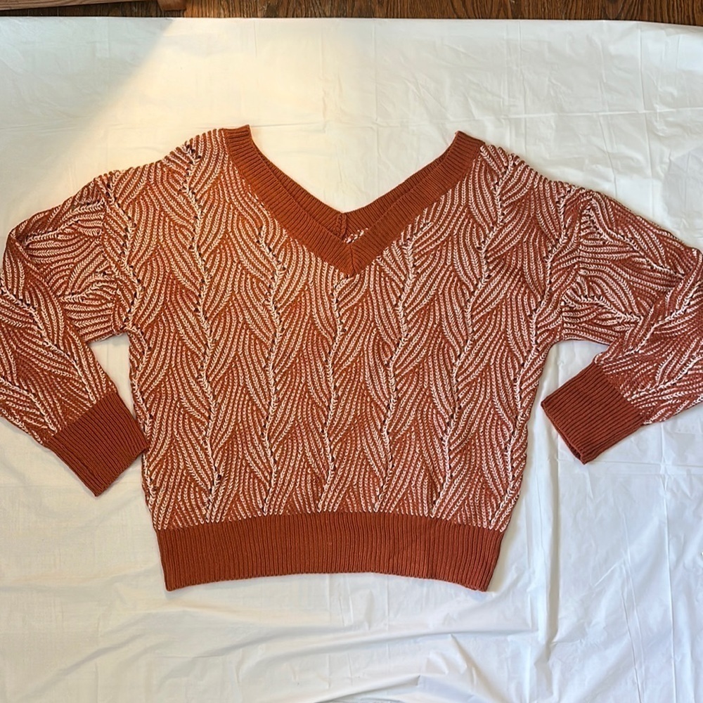 Shein Curve Women’s Orange and White Sweater Size 0XL